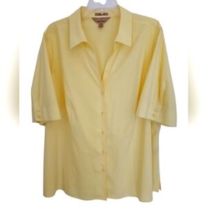 INVESTMENTS GOLD LABEL BUTTON UP BLOUSE SZ 22W YELLOW